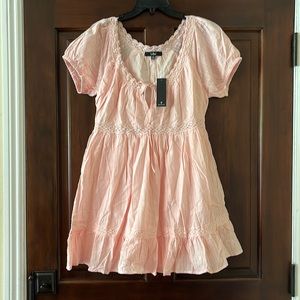 Lulu’s Light Pink Baby Doll Dress w/Puffed Sleeves Size Medium